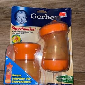 Vintage Gerber Orange Sippy Snacker Cup NOS NEW